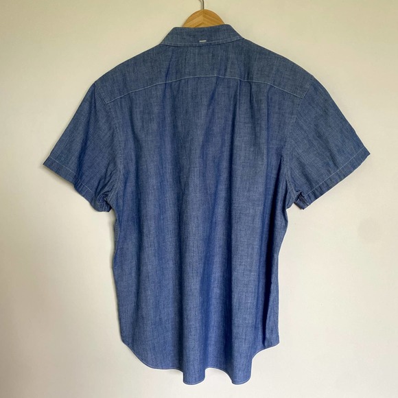 Bonobos Blue Chambray 100% Cotton Short Sleeves Button-Down Shirt Men's Size L - Picture 5 of 5